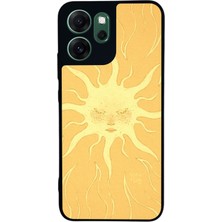 Scaleta Case Reno 14F Uyumlu Güneş Tasarımlı Glossy Mat Siyah Silikon Telefon Kılıfı