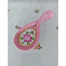 Manushum El Boyama Porselen Kaşık Lokumluk-Pembe 1 Adet