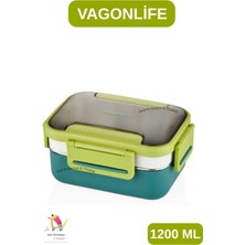 Vagonlife 1200 ml 3 Bölmeli Paslanmaz Çelik Lunchbox - 3 Renk
