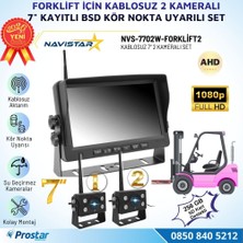 Navistar 2 Kablosuz Kameralı Forklift Güvenlik Sistemi 7 Inç Ahd Ekran Kör Nokta Uyarılı 1080P Full Hd Set
