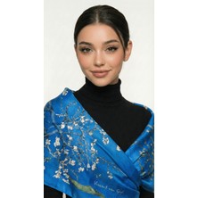 Ege Fular Şal Van Gogh Şal Badem Çiçekleri Desenli - 190X65 cm - %100 Saf Ipek Tasarım Şal