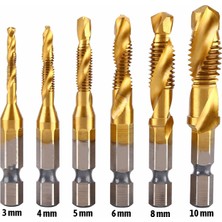 Badem10 Kılavuz Açma Matkap Seti 1/4 Inç Vidalama Diş Açma Aparatı Metal Matkap Uyumlu 6 Parça Uç Seti