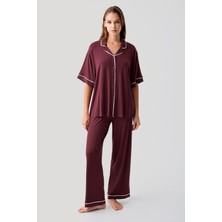 Artış Collection Kısa Kollu Düğmeli Oversize Esnek Viskoz Pijama Takım 19210