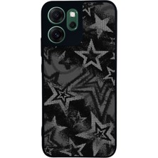 Scaleta Case Reno 14F Uyumlu Yıldız Tasarımlı Glossy Mat Siyah Silikon Telefon Kılıfı
