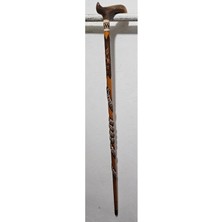 Normadia El Işi Yılan Kabartmalı Kızılcık Ağacı Dekoratif Baston