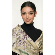 Ege Fular Şal Van Gogh Şal Badem Çiçekleri Desenli - 190X65 cm - %100 Saf Ipek Tasarım Şal