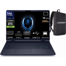 Dell Alienware 16X Aurora Intel Core Ultra 9-275HX AC16251-CU932157W-K09 64GB 4tb RTX5070 8gb W11HOME 16 Inç 2k Wqxga 240Hz 3ms Wva Taşınabilir Bilgisayar