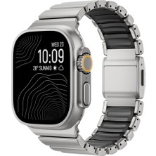 Five-E Apple Watch 10 46MM Çift Bileşenli Endüstriyel Metal Kaplama Termo-Silikon Fusion Serisi Kordon
