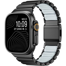 Five-E Apple Watch 10 46MM Çift Bileşenli Endüstriyel Metal Kaplama Termo-Silikon Fusion Serisi Kordon