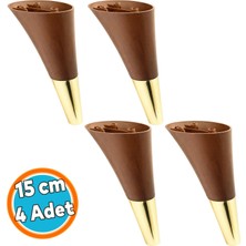 Nzb Mobilya Kanepe Sehpa Tv Ünitesi Baza Koltuk Ayağı Kahverengi Gold Renk 15 cm Ayakları 4 Adet