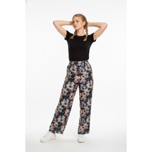 Kadın Bol Paça Beli Lastikli Özel Dikim Renkli Pantolon