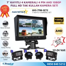 Navistar 7 Inç Kayıtlı Ahd 1080P 4 Kameralı Full Hd Araç Kamera Sistemi 256GB Sd Kart Destekli Gece Görüşlü Tak Kullan Set