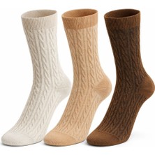 Sky Socks 3'lü Bambu Kabartma Desenli Kalın Kışlık Soket Çorap