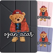 Senada iPad Pro 11 2020 (2.nesil) M1 Çipli Kılıf Isim Yazılı Uyku Modlu Kalem Bölmeli Standlı  -Teddybear
