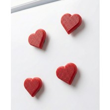 Lubiko Studio 4'lü Set Kalp Figürlü Dekoratif Buzdolabı Magneti -Modern Kırmızı Tasarım Mutfak Aksesuarı/ Hediyelik (3X3CM)