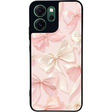 Scaleta Case Reno 14F Uyumlu Kurdele Tasarımlı Glossy Mat Siyah Silikon Telefon Kılıfı