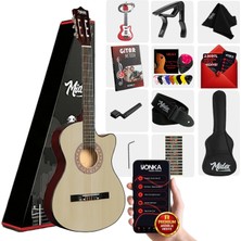Midex CG-395NT Natural Renk Kesik Klasik Gitar 4/4 Yetişkin Boy Sap Ayarlı Full Set