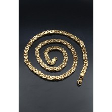 Prestige Paslanmaz Çelik Euro Kral Model Kolye Zincir Altın Kaplama 6mm 902595