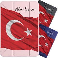Senada Samsung Galaxy Tab S6 Lite P610 P620 Kılıf Isim Yazılı Uyku Modlu Kalem Bölmeli Standlı -Türk Bayrağı