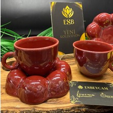 Esbeycam Bordo Papatya Desenli Fincan