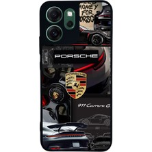 Scaleta Case Reno 14F Uyumlu Porsche Araba Tasarımlı Glossy Mat Siyah Silikon Telefon Kılıfı