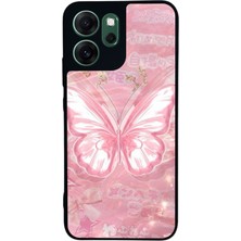 Scaleta Case Reno 14F Uyumlu Kelebek Tasarımlı Glossy Mat Siyah Silikon Telefon Kılıfı