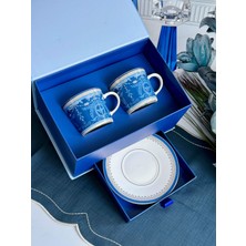 Rossev Porselen 2li Çay Fincanı Seti Özel Kutulu Blue Harmony 220CC