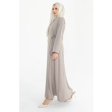 Kadeem Giyim Silve Dubai Ipeği Abaya Bej -1012