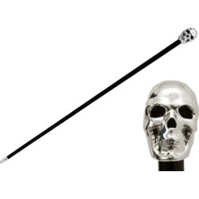 Normadia Gümüş Kafatası Bastonu 92 Cm, Ahşap Gövde, Pirinç Uç ve Kauçuk Kaplama