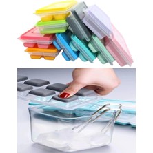 Güzelyüz Avm 1 Adet Pratik 12 Bölmeli Bas Parmak Silikon Buz Kalıbı Kapaklı Yapışmaz Bas Çıkar Buzluk