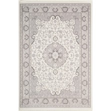 Karmen Halı Idol IO004G Krem Gri Halı Klasik Desen Akrilik Yumuşak Dokulu Pamuk Taban Tozu Az Salon Oturma Odası