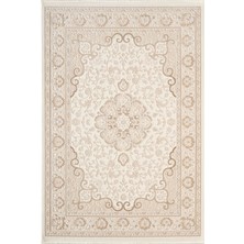 Karmen Halı Idol IO004B Krem Bej Halı Klasik Desen Akrilik Yumuşak Dokulu Pamuk Taban Tozu Az Salon Oturma Odası