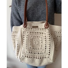 Kadın Koton Ip ,bambu Saplı,astarlı  El Çantası