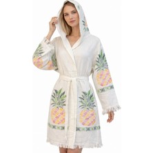 Emillie %100 Pamuk Müslin Bornoz Ananas – Nefes Alabilen, Ultra Hafif, Hızlı Kuruyan Yazlık Bornoz