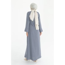 Kadeem Giyim Silve Dubai Ipeği Abaya Gri -1012