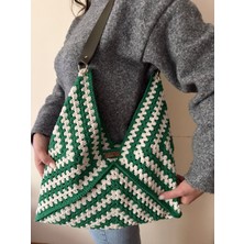 Nillys Kadın Koton Ip ,astarlı,suni Deri Saplı ,omuz Çantası (En 40 cm Boy 25 cm )