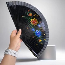 Najmaddin Bambu Çift Taraflı Siyah Yelpaze 12'li Paket