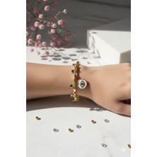 Jewerly Charm'lı Bileklik Zirkon Taşlı Gold Çelik Kadın Bileklik