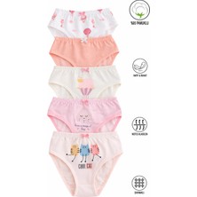 Özkan 41603 5'li Paket Kız Çocuk Karışık Renkli Desenli Pamuklu Yumuşak Slip Külot