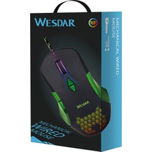 Wesdar X523 Kablolu Rgb 7 Tuşlu 7200 Dpı Gaming Mouse Siyah/yeşil