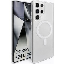 Vissona Samsung Galaxy S24 Ultra Uyumlu Kamera Korumalı Magsafe Wireless Şarj Özellikli Lüks Şeffaf Silikon Telefon Kılıfı