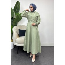 Tesettür Diyarı Kadın Lizza Kumaş Cepli Ikili Takım-Mint Yeşili