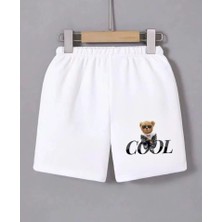 Queene Dreams Beli Lastikli Baskılı Mini Şort - Beyaz