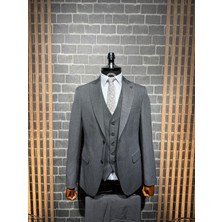 Dupont Slim Fit Kırlangıç Yaka Yelekli Takım Elbise