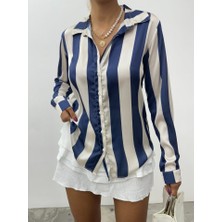 Queene Dreams Boydan Düğmeli Arkası Uzun Saten Gömlek-Laci