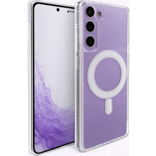 Vissona Samsung Galaxy S22 Uyumlu Kamera Korumalı Magsafe Wireless Şarj Özellikli Lüks Şeffaf Silikon Telefon Kılıfı