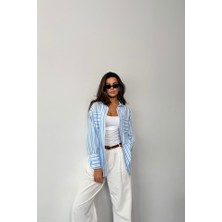 Queene Dreams Çizgili Gömlek - Mavi