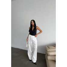 Queene Dreams Jakar Saten Pantolon - Beyaz