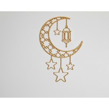 Lubiko Studio Ramazan Konseptli Ay Yıldız ve Kandil Duvar Dekoru - Kiracı Dostu/ Modern Islami Tablo Süsü (25X24CM/2,5MM Kalınlık)