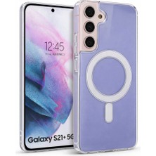 Vissona Samsung Galaxy S21 Plus Uyumlu Kamera Korumalı Magsafe Wireless Şarj Özellikli Lüks Şeffaf Silikon Telefon Kılıfı